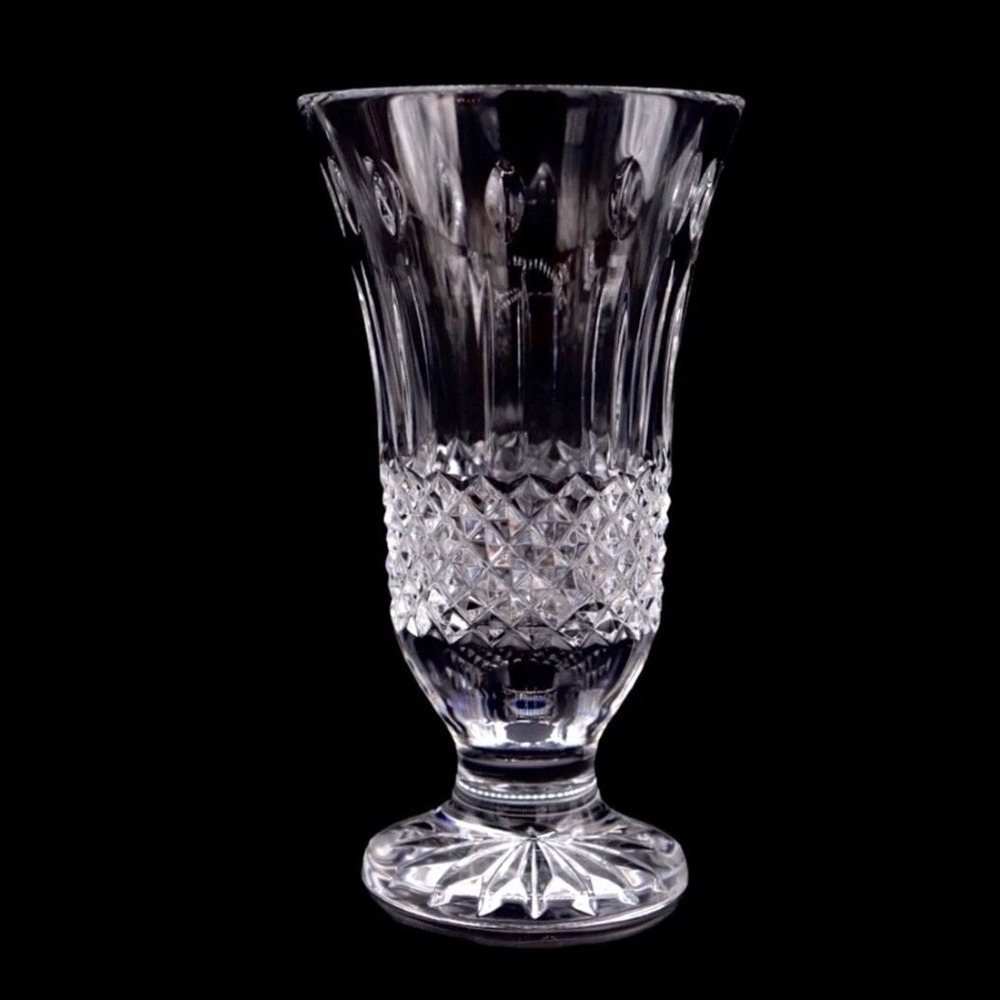 Waterford Crystal Lismore Happy Birthday Footed Vase 7 Inch Clear Lead Glass Box
